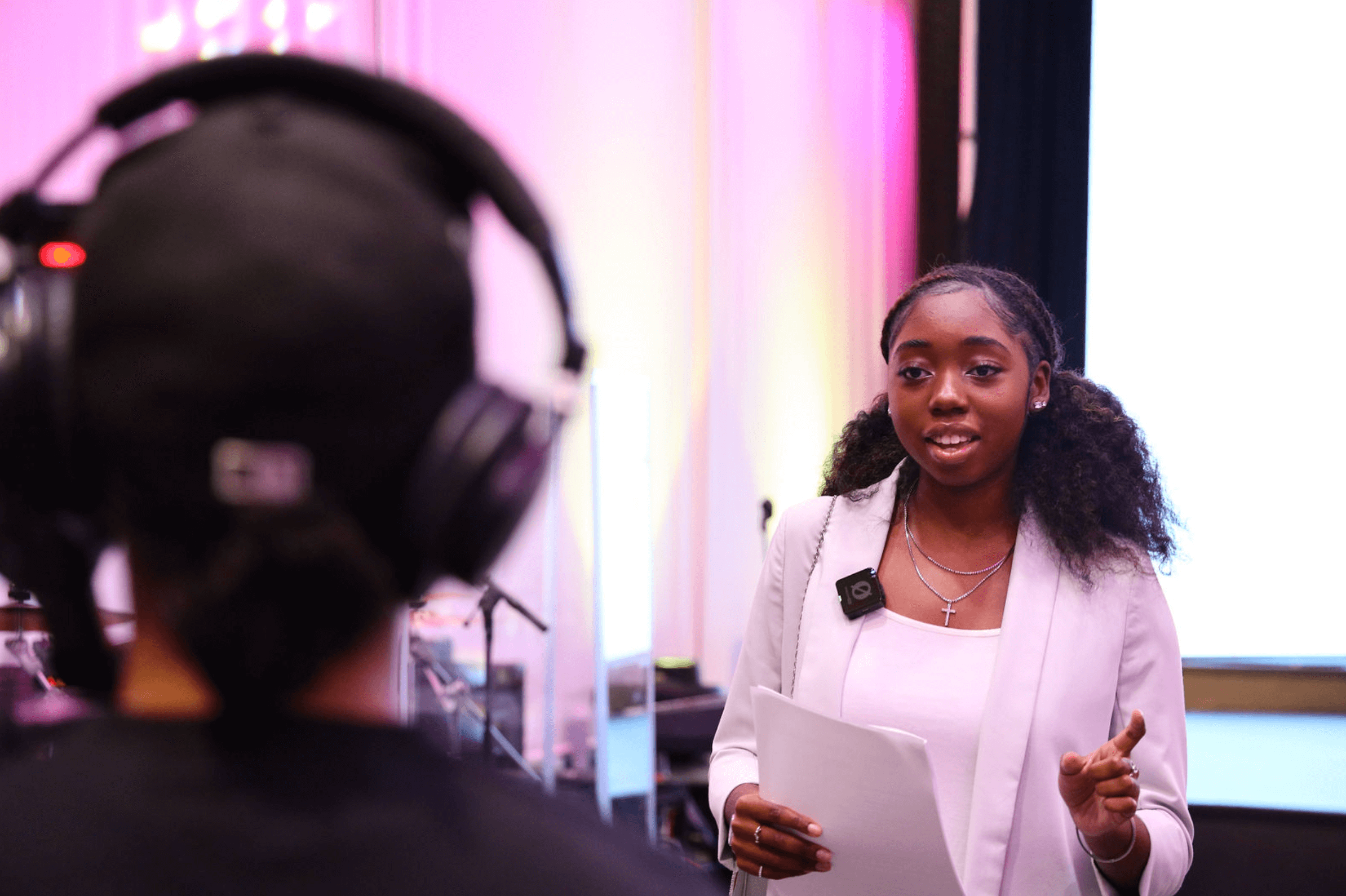 Masterclass woman speaking for a video